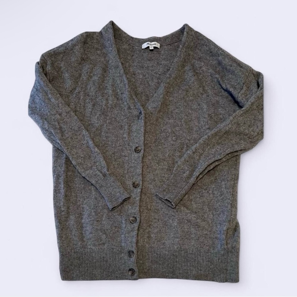 Madewell Gray Merino Wool Blend V-Neck Cardigan (Small)
